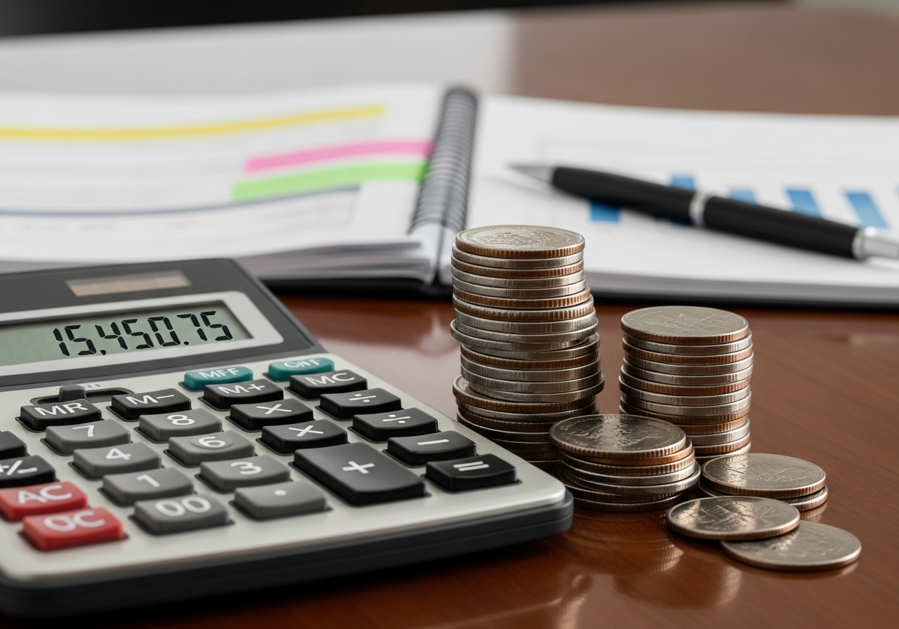 Calculator and coins for customs calculations